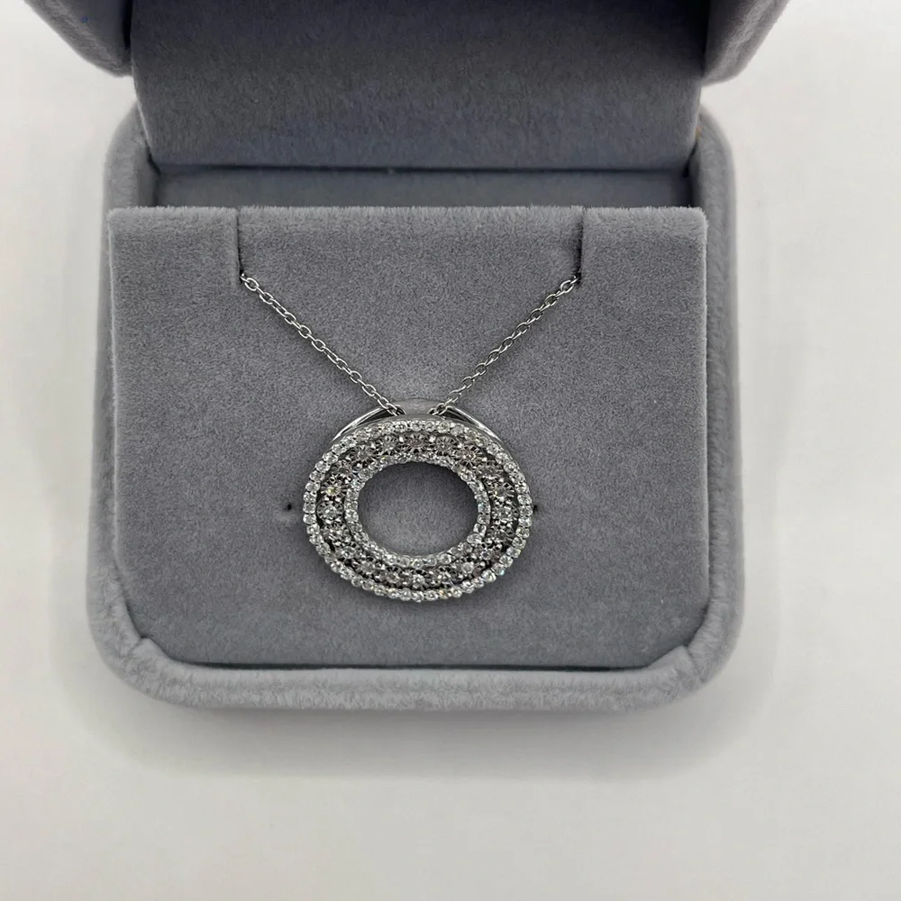 1.00 CT Lab Diamond Round Sterling Silver Necklace Pendant - Picture 6 of 9